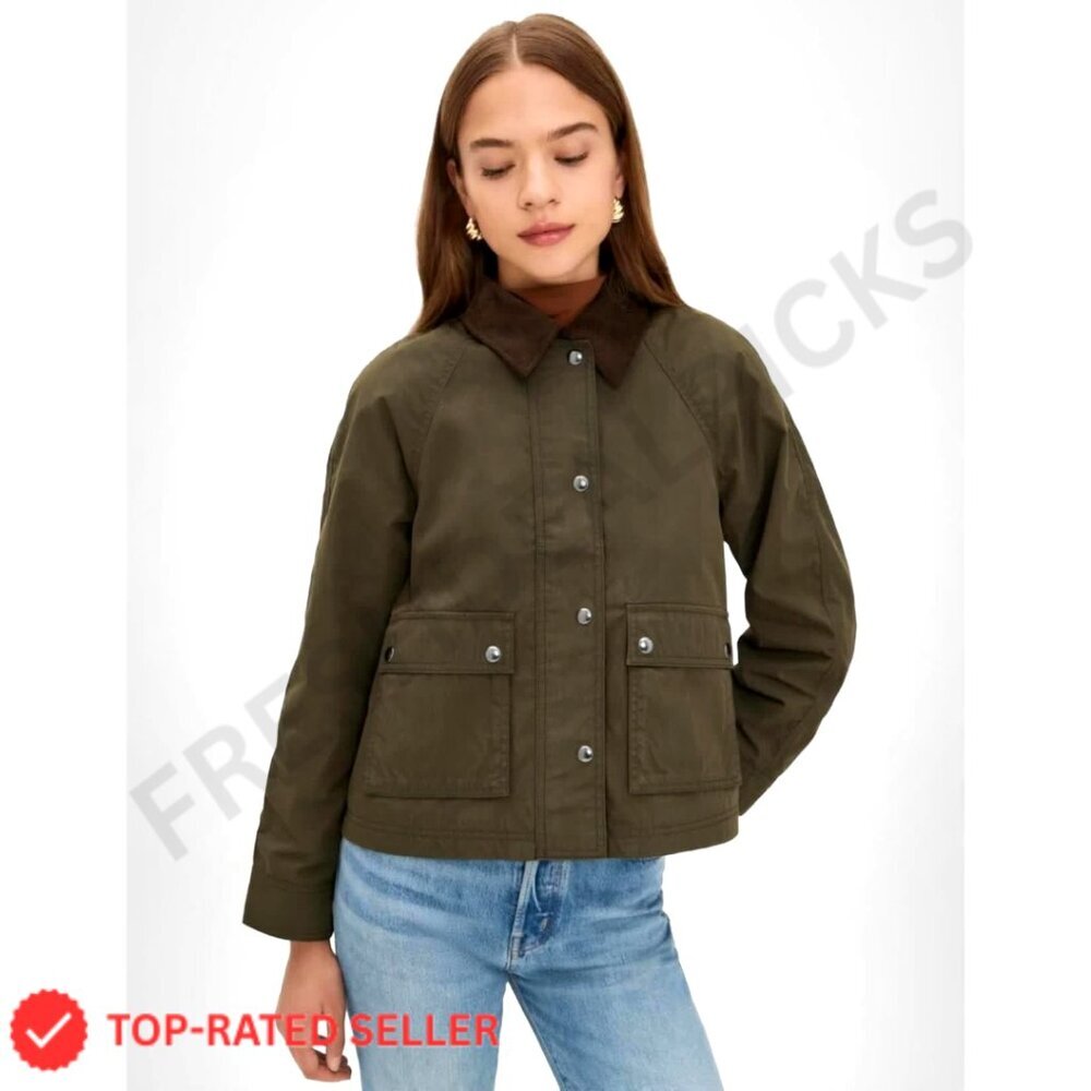 Waxed Zip-Front Barn Jacket Classic Chic Minimal Oversized Preppy Style